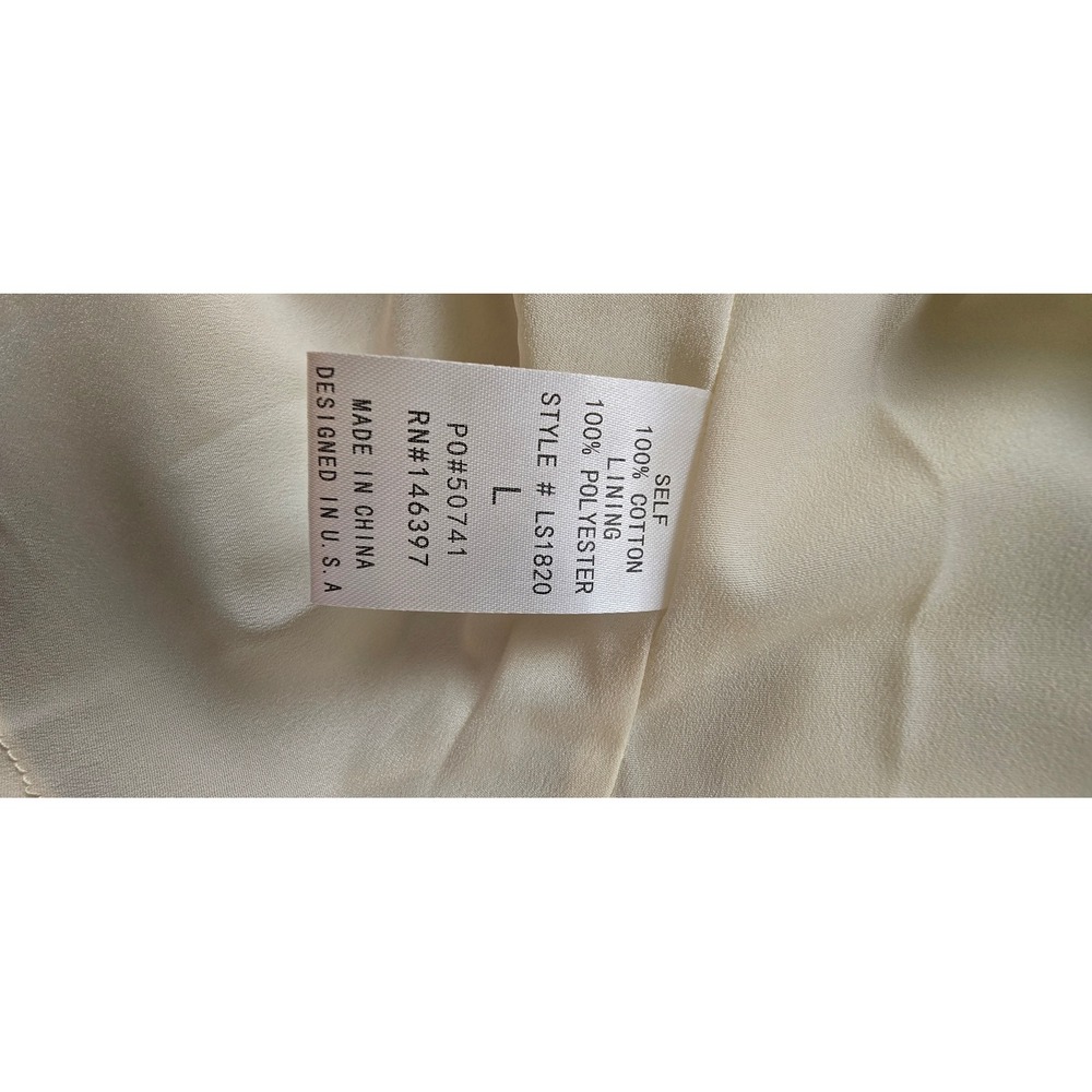 EB Luxe Los Angeles Cream Smocked Strapless Dress Cotton Stitch LS1820 LARGE - Picture 11 of 12